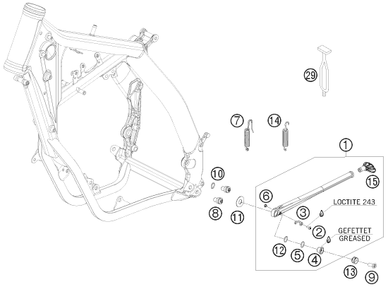 Sprängskiss: Side / Center Stand – KTM 250 EXC-F 2011