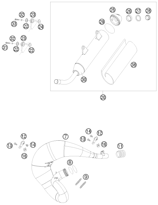 Sprängskiss: Exhaust System – KTM 200 XC 2008