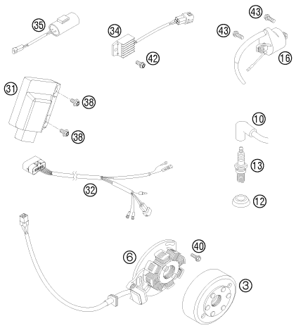 Sprängskiss: Ignition System – KTM 200 EXC 2008