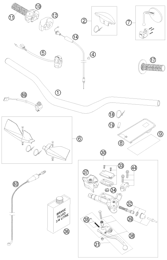 Sprängskiss: Handlebar, Controls – KTM 300 EXC-E SIX-DAYS 2008