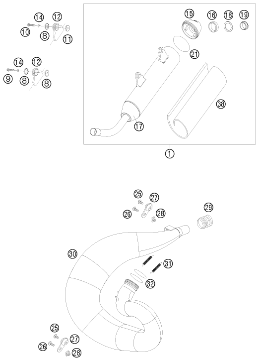 Sprängskiss: Exhaust System – KTM 250 SX 2008