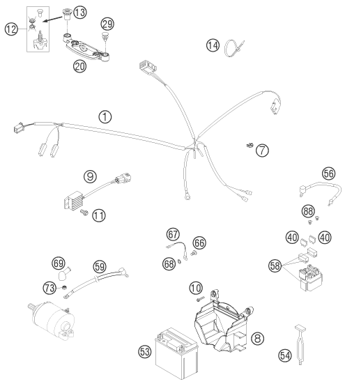 Sprängskiss: Wiring Harness – KTM 300 XC-W 2008