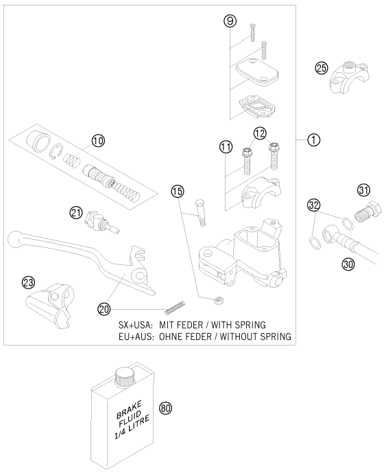 Sprängskiss: Front Brake Control – KTM 250 EXC SIX-DAYS 2008