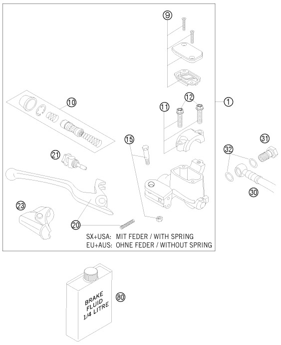Sprängskiss: Front Brake Control – KTM 450 SX-F 2008