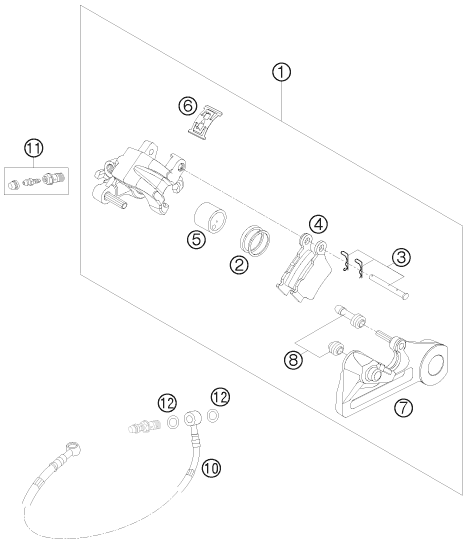 Sprängskiss: Rear Brake Caliper – KTM 250 XC-F 2008