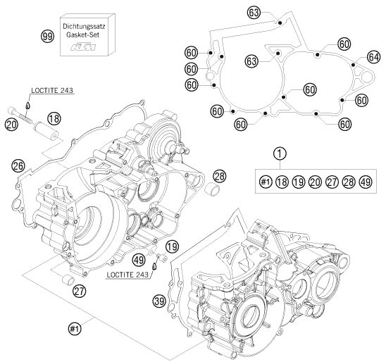 Sprängskiss: Engine Case – KTM 300 XC-W 2011