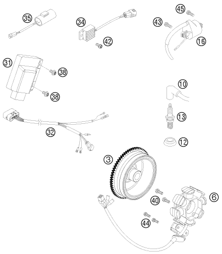 Sprängskiss: Ignition System – KTM 250 EXC SIX-DAYS 2008