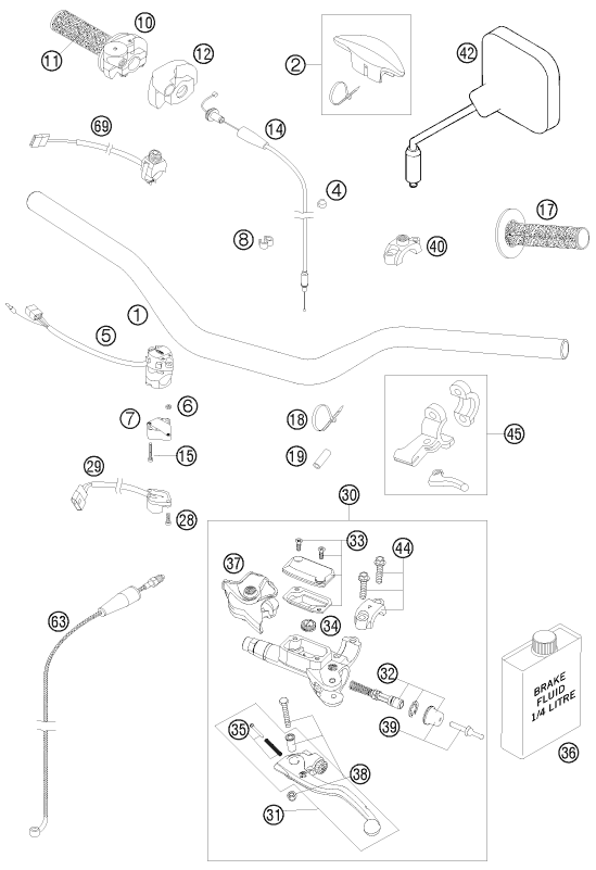 Sprängskiss: Handlebar, Controls – KTM 300 EXC-E 2008