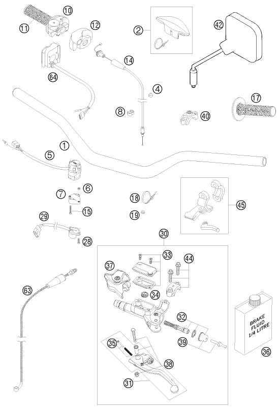 Sprängskiss: Handlebar, Controls – KTM 300 EXC-E 2008