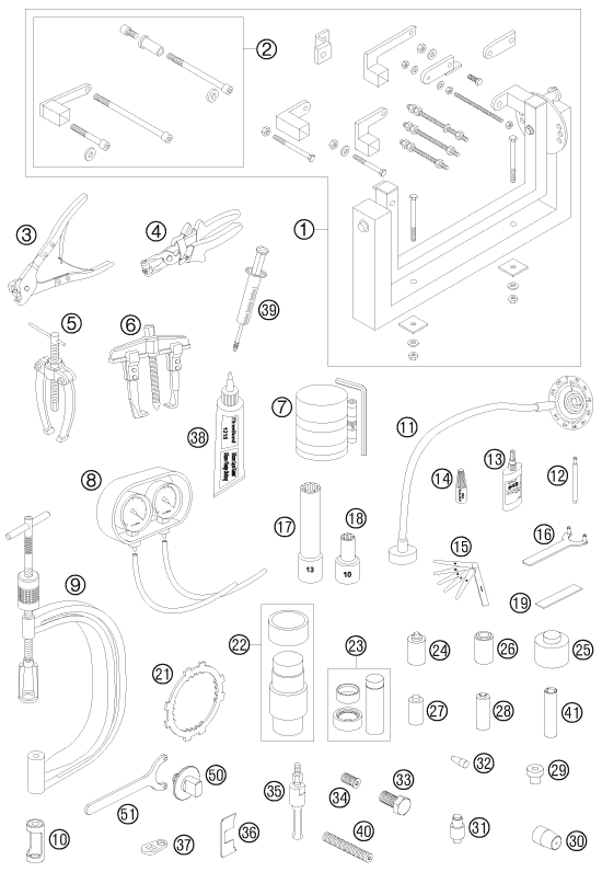 Sprängskiss: Special Tools (Engine) – KTM 950 SUPER ENDURO R 2008