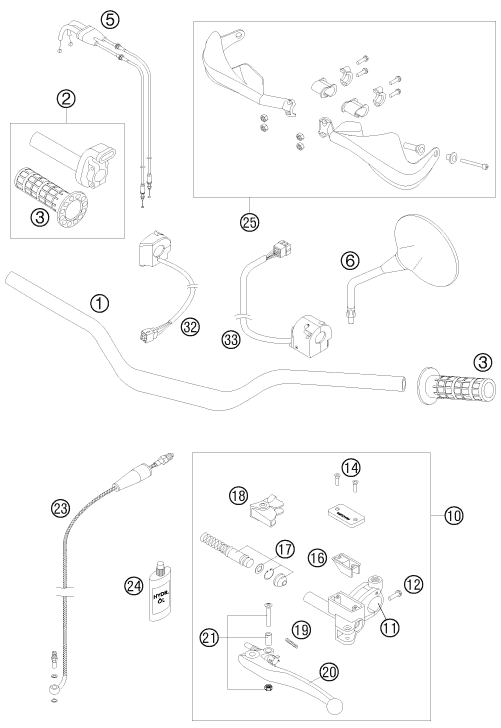 Sprängskiss: Handlebar, Controls – KTM 990 ADVENTURE S 2008