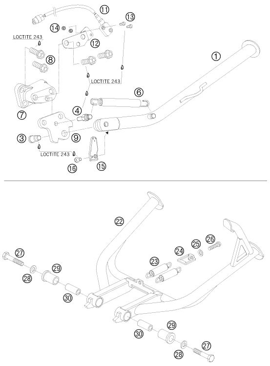 Sprängskiss: Side / Center Stand – KTM 990 ADVENTURE S 2008