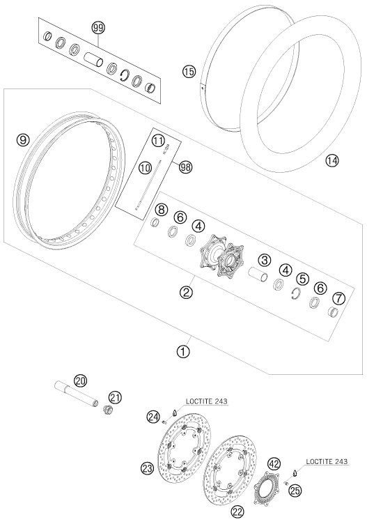 Sprängskiss: Front Wheel – KTM 990 ADVENTURE ORANGE ABS 2008