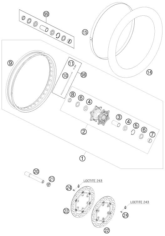 Sprängskiss: Front Wheel – KTM 990 ADVENTURE S 2008