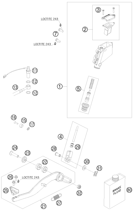 Sprängskiss: Rear Brake Control – KTM 990 ADVENTURE S 2008