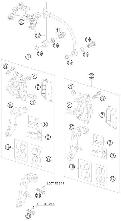 Sprängskiss: Front Brake Caliper – KTM 990 ADVENTURE S 2008