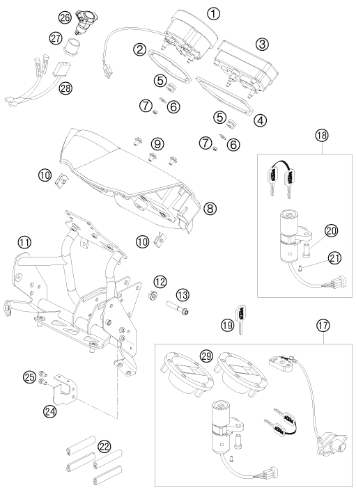 Sprängskiss: Instruments / Lock System – KTM 990 ADVENTURE ORANGE ABS 2008