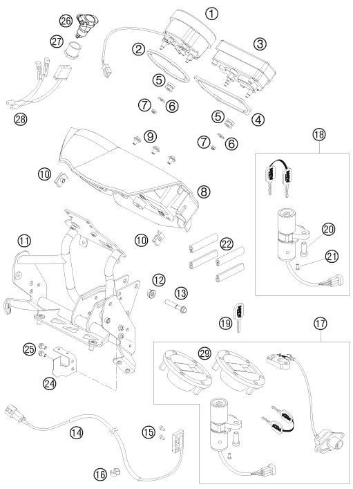Sprängskiss: Instruments / Lock System – KTM 990 ADVENTURE S 2008