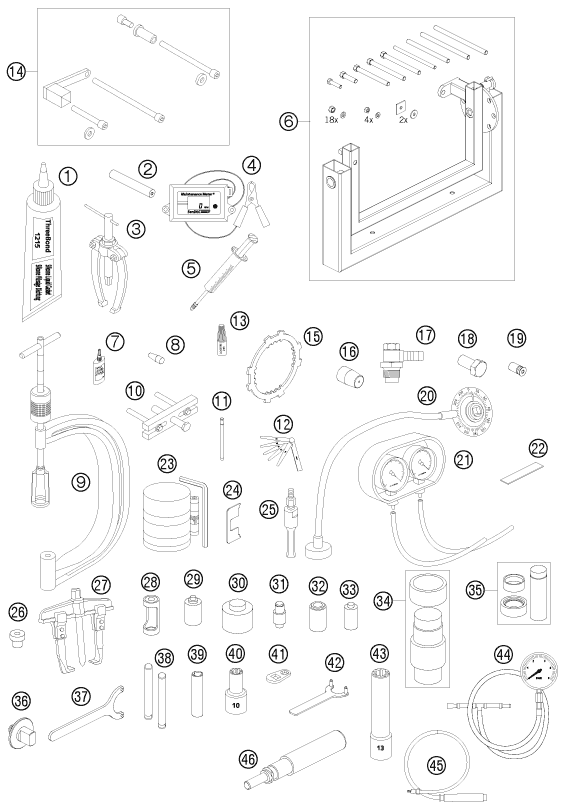 Sprängskiss: Special Tools (Engine) – KTM 990 SUPER DUKE BLACK 2008