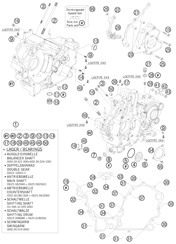 Sprängskiss: Engine Case – KTM 990 ADVENTURE S 2008