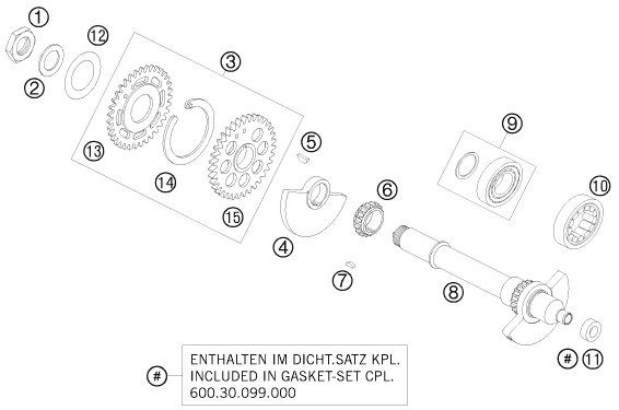 Sprängskiss: Balancer Shaft – KTM 990 SUPER DUKE BLACK 2008