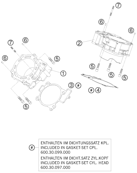 Sprängskiss: Cylinder – KTM 990 SUPER DUKE BLACK 2008