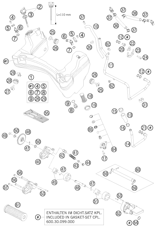Sprängskiss: Lubricating System – KTM 990 ADVENTURE S 2008