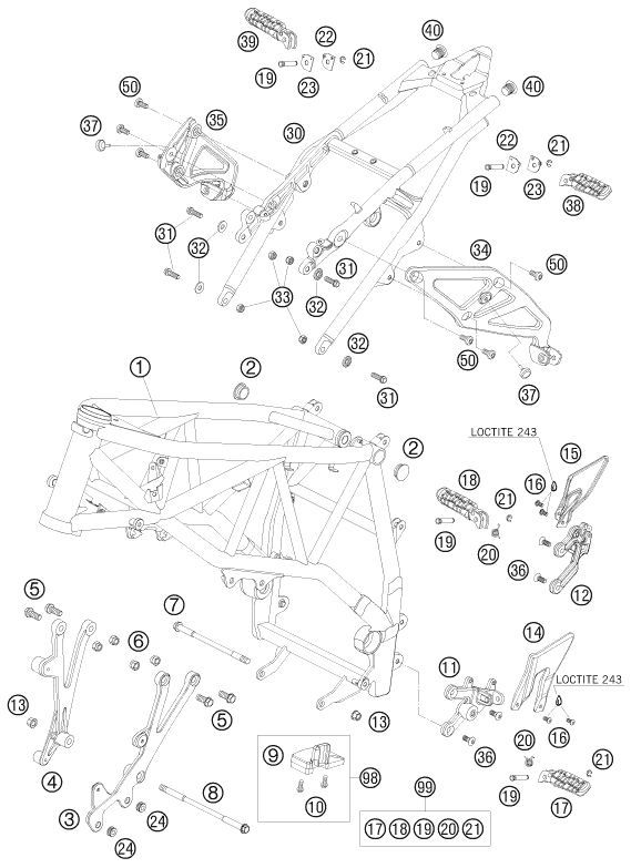 Sprängskiss: Frame – KTM 990 SUPER DUKE BLACK 2008