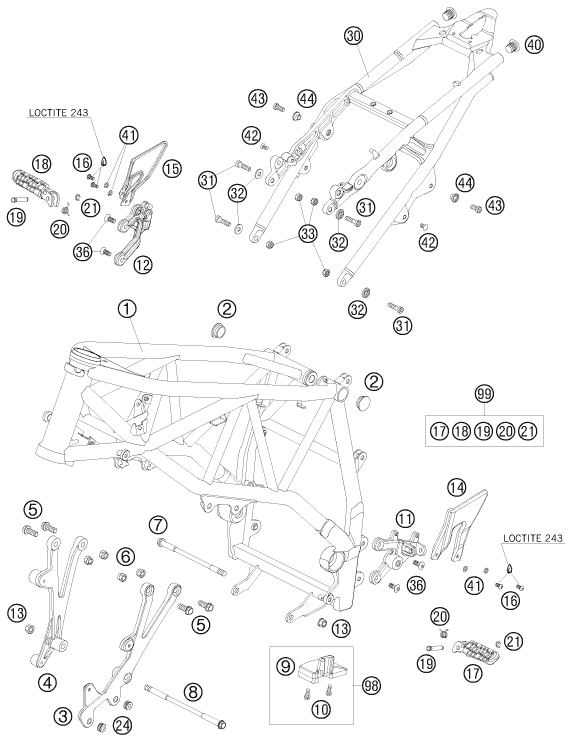 Sprängskiss: Frame – KTM 990 SUPER DUKE R 2008