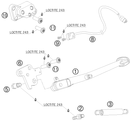 Sprängskiss: Side / Center Stand – KTM 990 SUPER DUKE BLACK 2008