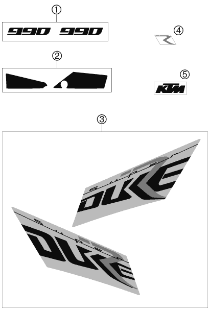 Sprängskiss: Decal – KTM 990 SUPER DUKE R 2008