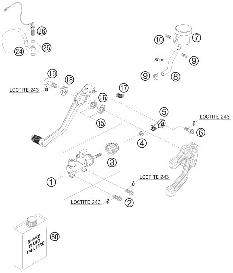 Sprängskiss: Rear Brake Control – KTM 990 SUPER DUKE R 2008