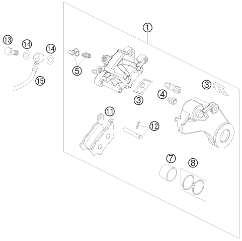 Sprängskiss: Rear Brake Caliper – KTM 990 SUPER DUKE BLACK 2008