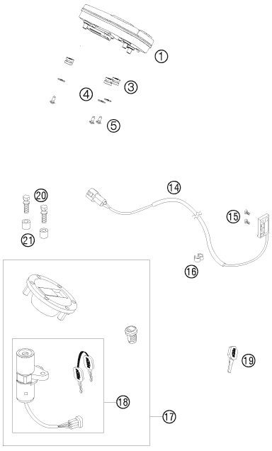 Sprängskiss: Instruments / Lock System – KTM 990 SUPER DUKE R 2008
