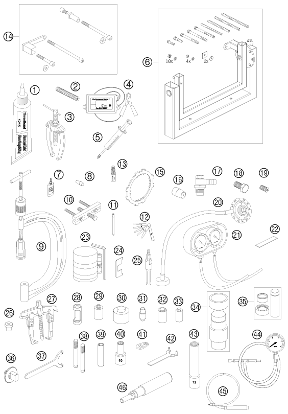 Sprängskiss: Special Tools (Engine) – KTM 990 SUPER DUKE R 2008