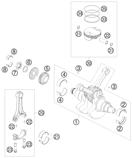Sprängskiss: Crankshaft, Piston – KTM 990 ADVENTURE R 2010