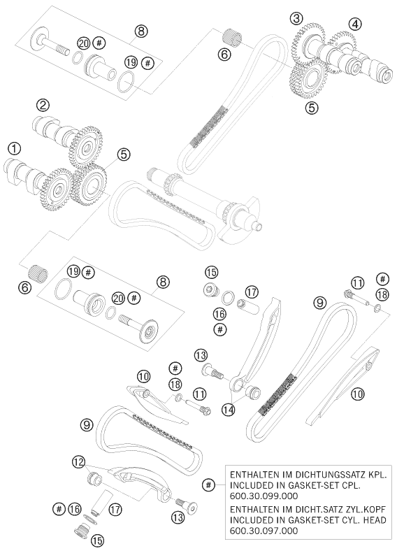 Sprängskiss: Timing Drive – KTM 990 SUPER DUKE BLACK 2008