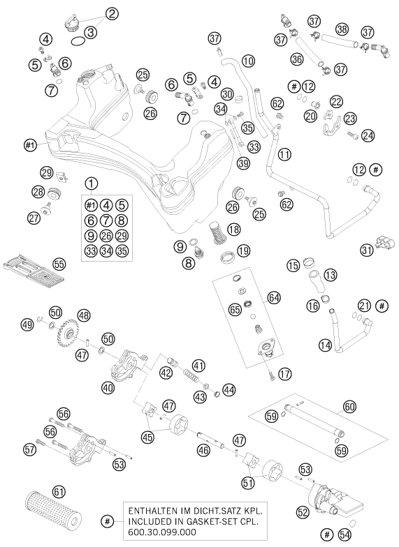 Sprängskiss: Lubricating System – KTM 990 SUPER DUKE BLACK 2008