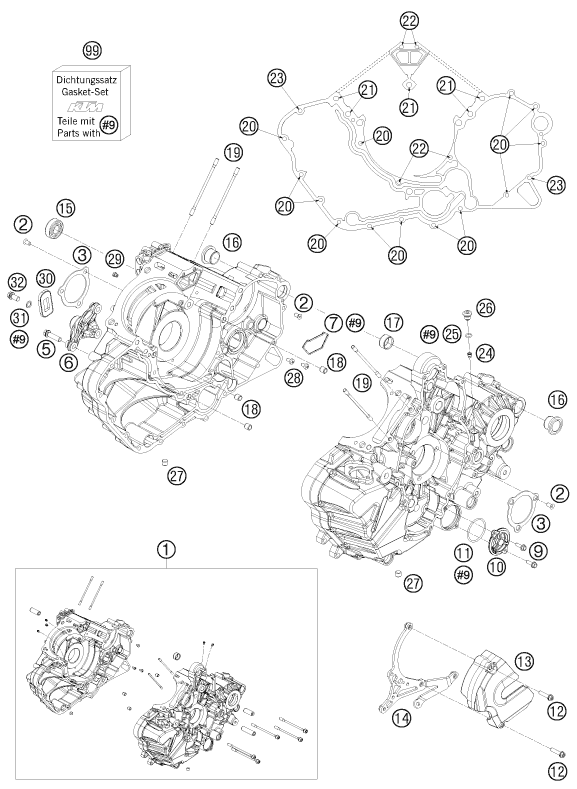 Sprängskiss: Engine Case – KTM 1190 RC 8 BLACK 2009