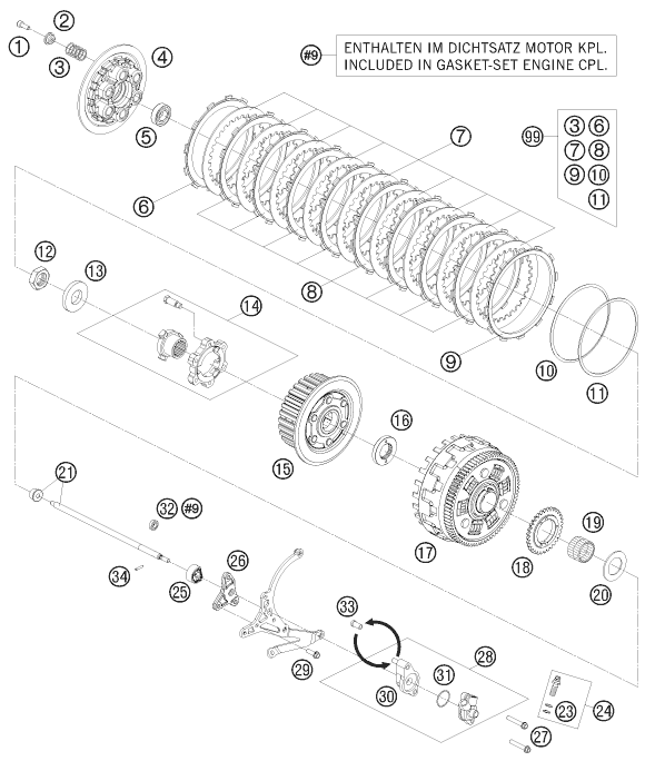 Sprängskiss: Clutch – KTM 1190 RC 8 BLACK 2009