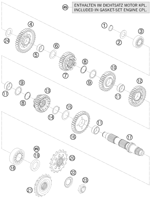 Sprängskiss: Transmission II - Countershaft – KTM 1190 RC 8 BLACK 2009