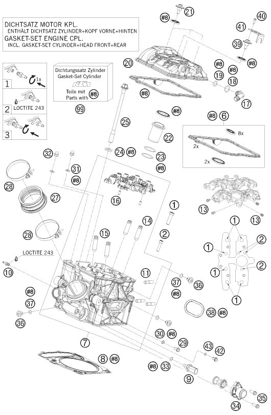Sprängskiss: Cylinder Head Rear – KTM 1190 RC 8 ORANGE 2008