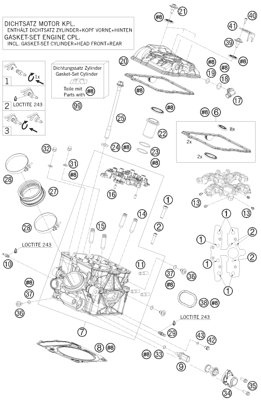Sprängskiss: Cylinder Head Rear – KTM 1190 RC8 ORANGE 2010
