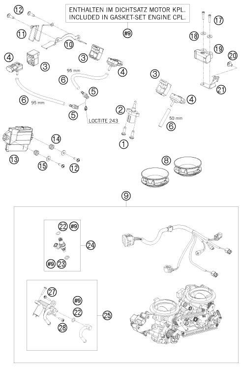 Sprängskiss: Throttle Body – KTM 1190 RC 8 ORANGE 2008