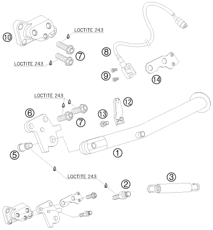Sprängskiss: Side / Center Stand – KTM 950 SUPERMOTO R 2008