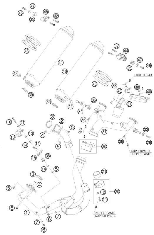 Sprängskiss: Exhaust System – KTM 950 SUPERMOTO R 2008