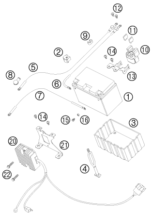 Sprängskiss: Battery – KTM 950 SUPERMOTO R 2008