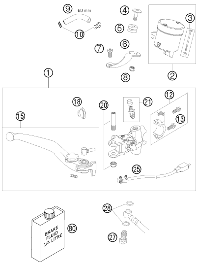 Sprängskiss: Front Brake Control – KTM 950 SUPERMOTO R 2008