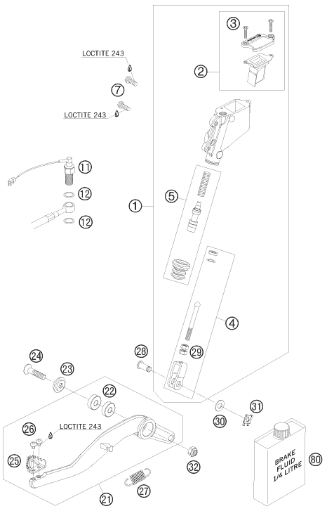 Sprängskiss: Rear Brake Control – KTM 950 SUPERMOTO R 2008