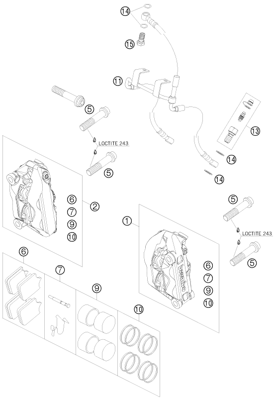 Sprängskiss: Front Brake Caliper – KTM 950 SUPERMOTO R 2008